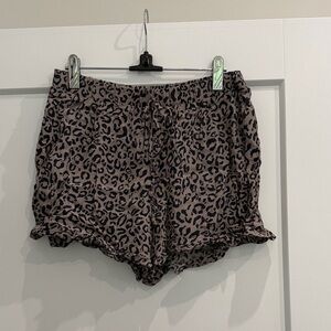 American Eagle Outfitters Leopard Print Lounge Shorts - Beige & Black